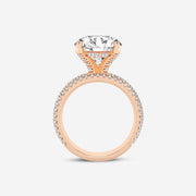 Round Cut Moissanite Diamond Hidden Halo Engagement Sterling Silver Ring