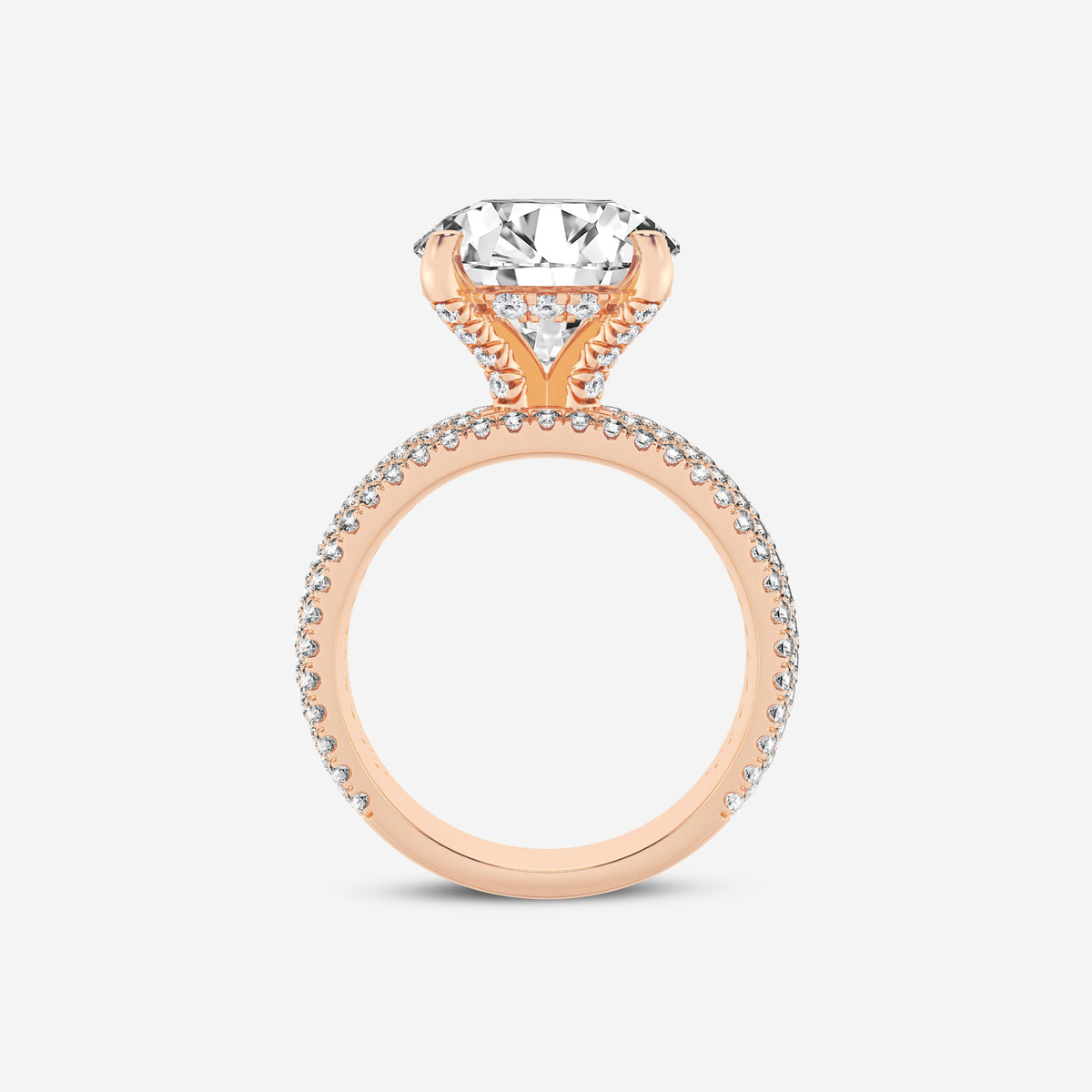 Round Cut Moissanite Diamond Hidden Halo Engagement Sterling Silver Ring