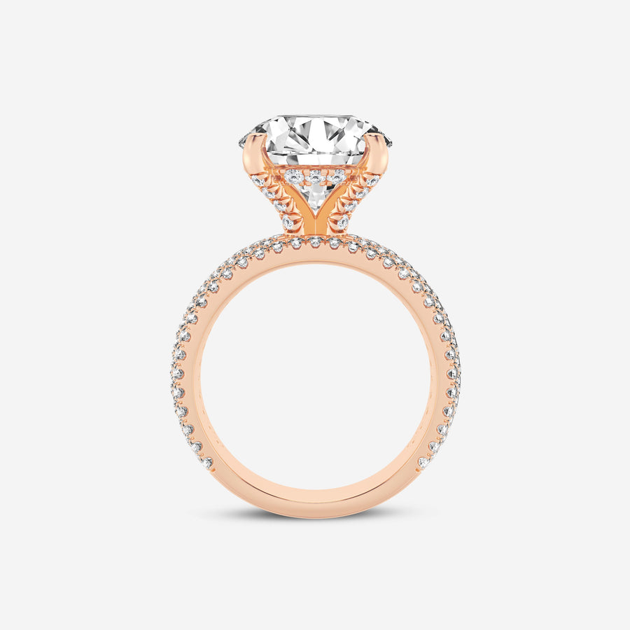 Round Cut Moissanite Diamond Hidden Halo Engagement Sterling Silver Ring