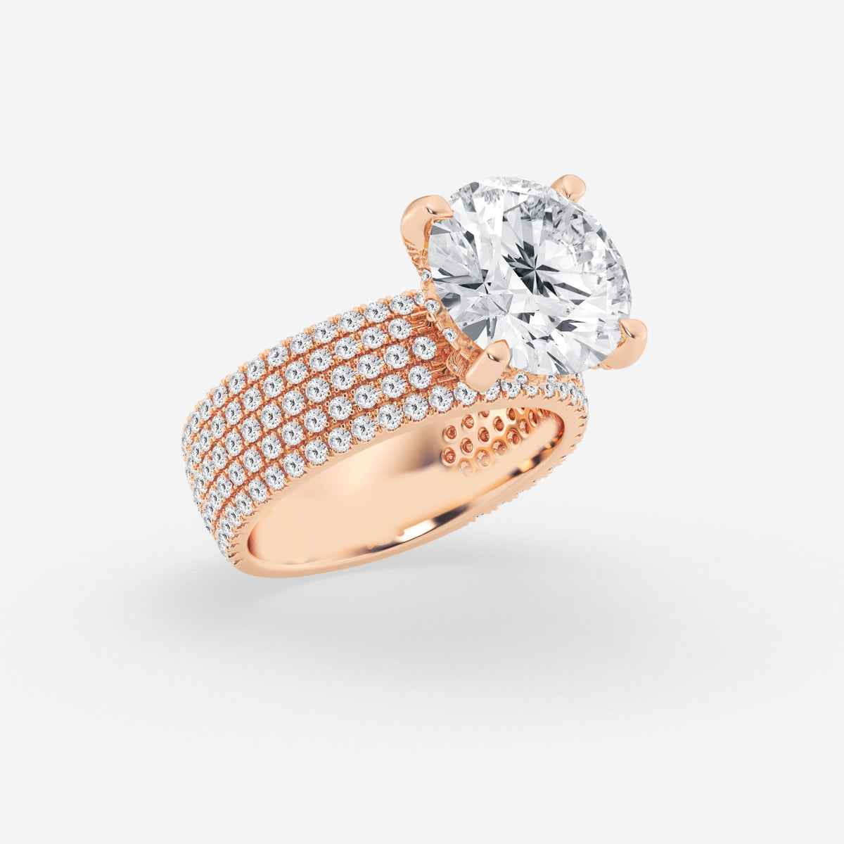 Round Cut Moissanite Diamond Hidden Halo Engagement Sterling Silver Ring