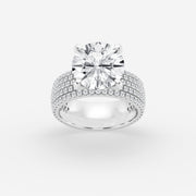 Round Cut Moissanite Diamond Hidden Halo Engagement Sterling Silver Ring