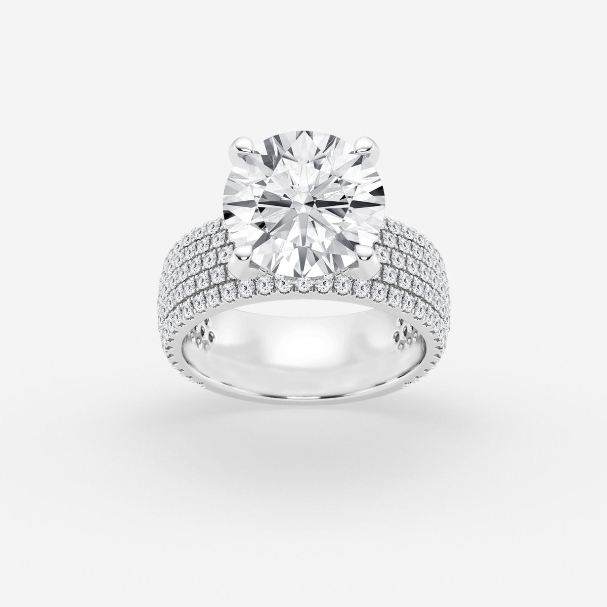 Round Cut Moissanite Diamond Hidden Halo Engagement Sterling Silver Ring