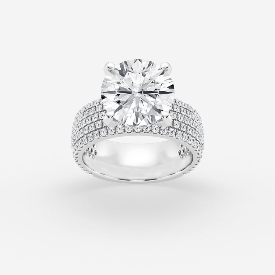 Round Cut Moissanite Diamond Hidden Halo Engagement Sterling Silver Ring