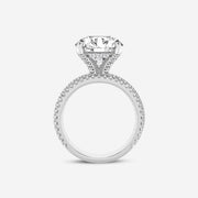 Round Cut Moissanite Diamond Hidden Halo Engagement Sterling Silver Ring