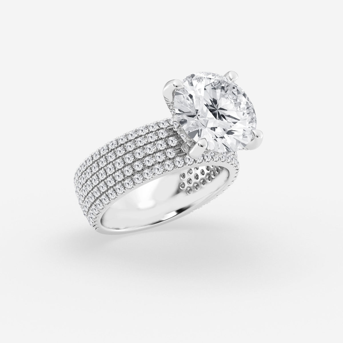 Round Cut Moissanite Diamond Hidden Halo Engagement Sterling Silver Ring