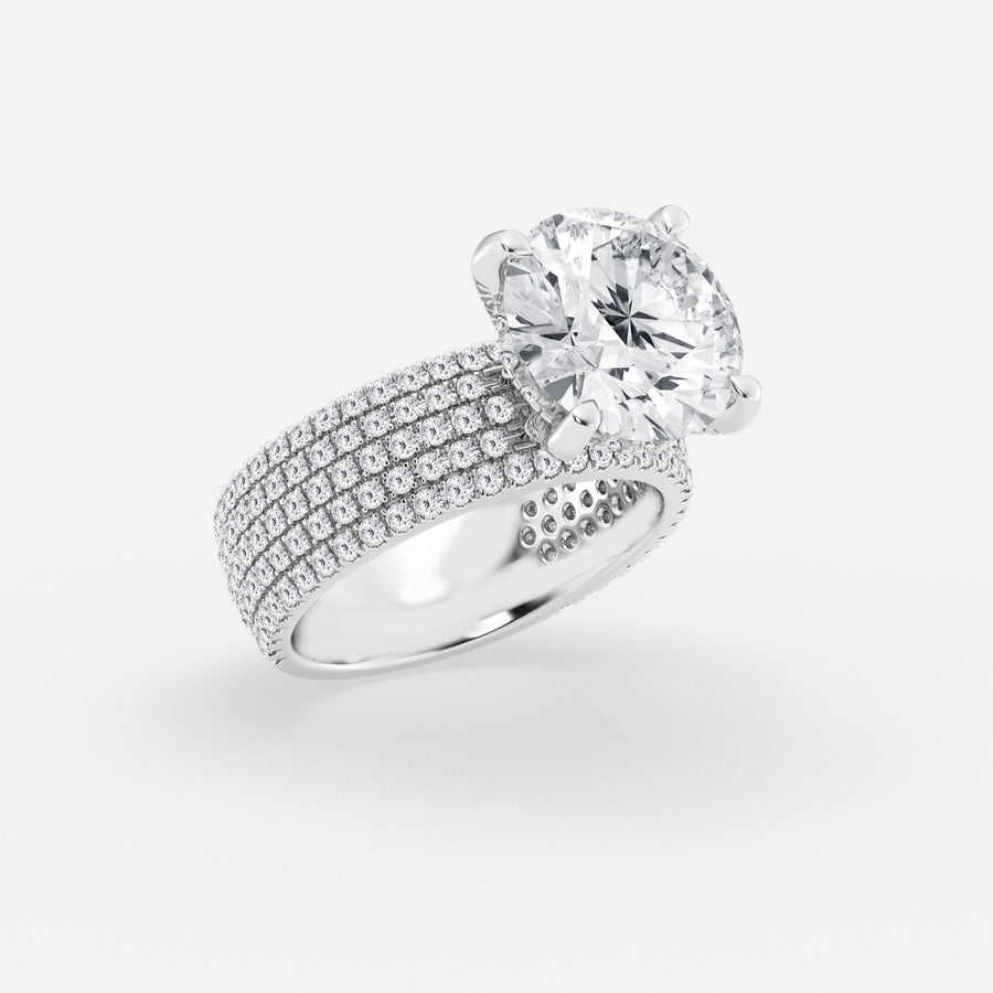 Round Cut Moissanite Diamond Hidden Halo Engagement Sterling Silver Ring