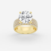 Round Cut Moissanite Diamond Hidden Halo Engagement Sterling Silver Ring