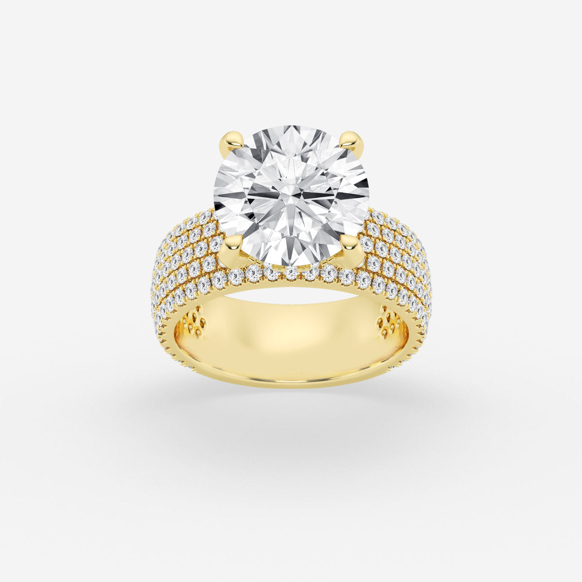 Round Cut Moissanite Diamond Hidden Halo Engagement Sterling Silver Ring