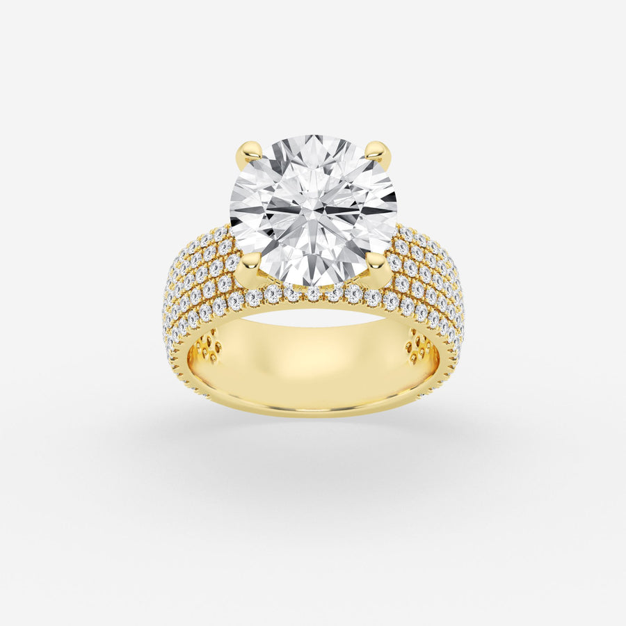 Round Cut Moissanite Diamond Hidden Halo Engagement Sterling Silver Ring