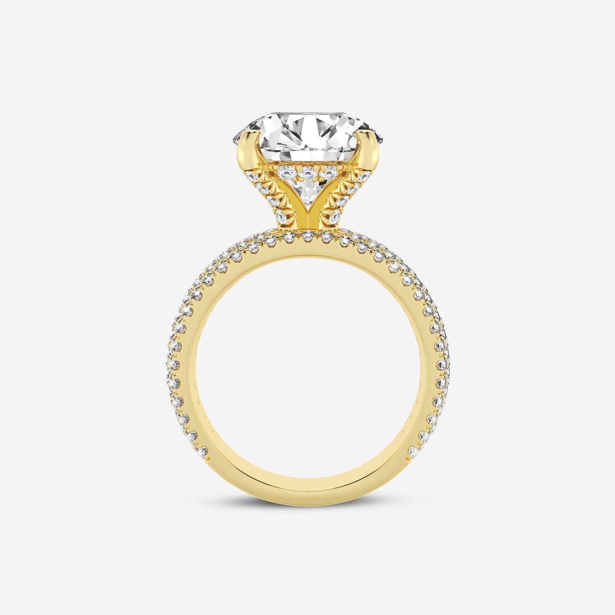 Round Cut Moissanite Diamond Hidden Halo Engagement Sterling Silver Ring