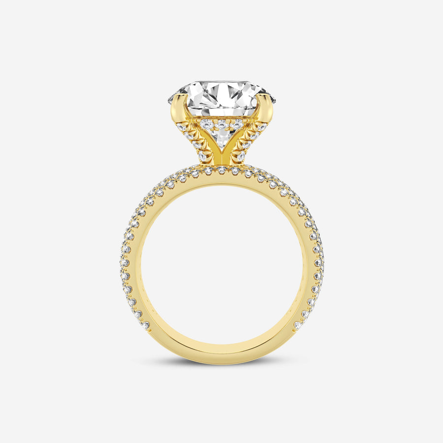 Round Cut Moissanite Diamond Hidden Halo Engagement Sterling Silver Ring
