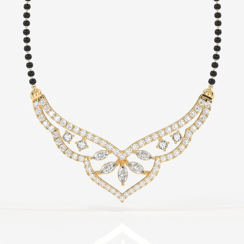 Round & Marquise Cut Lab Grown Diamond Women's 14K Gold Mangalsutra