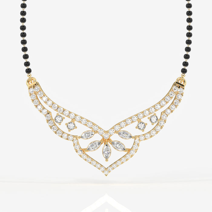 Round & Marquise Cut Moissanite Diamond Women's 18K Gold Mangalsutra