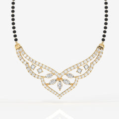 Round & Marquise Cut Moissanite Diamond Women's 18K Gold Mangalsutra