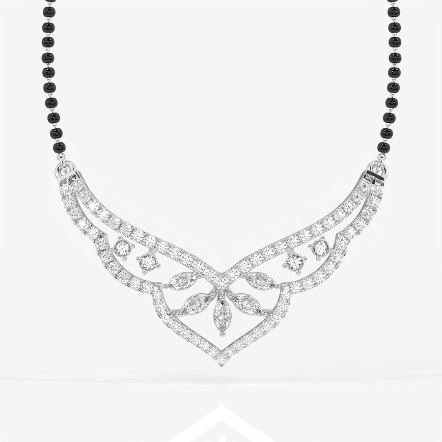 Round & Marquise Cut Moissanite Diamond Women's Sterling Silver Mangalsutra