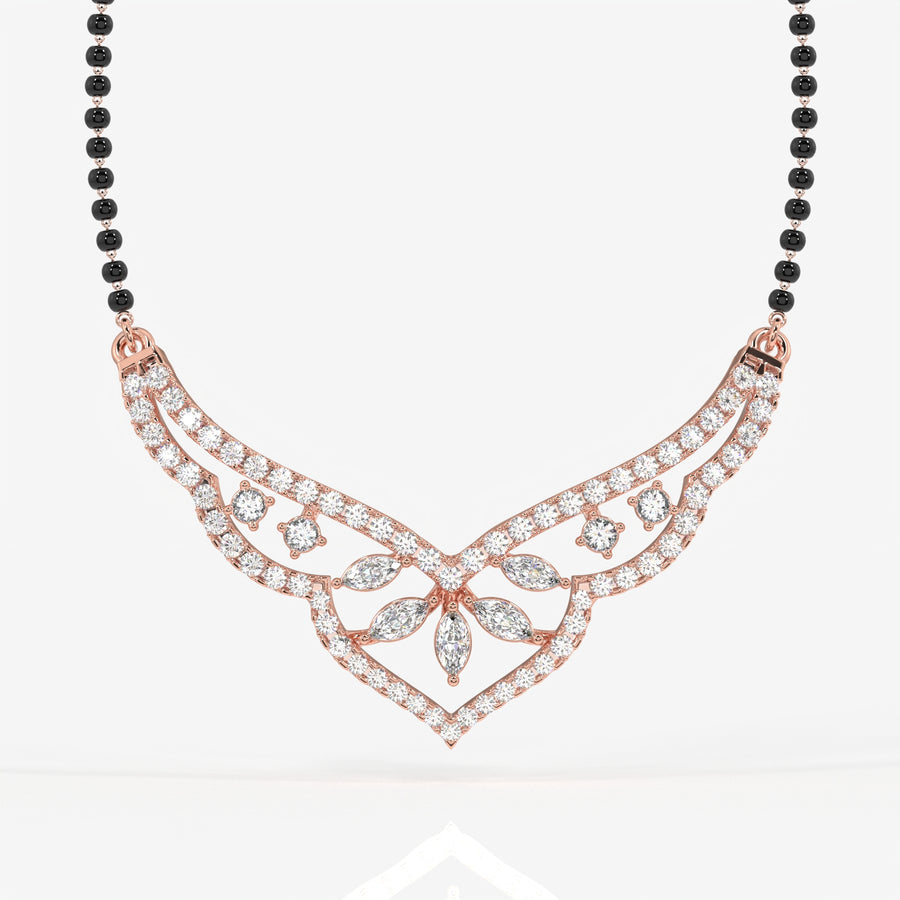 Round & Marquise Cut Moissanite Diamond Women's Sterling Silver Mangalsutra
