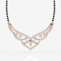 Round & Marquise Cut Moissanite Diamond Women's 18K Gold Mangalsutra