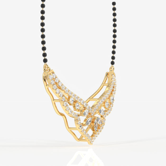 Round & Marquise Cut Moissanite Diamond Women's 18K Gold Mangalsutra