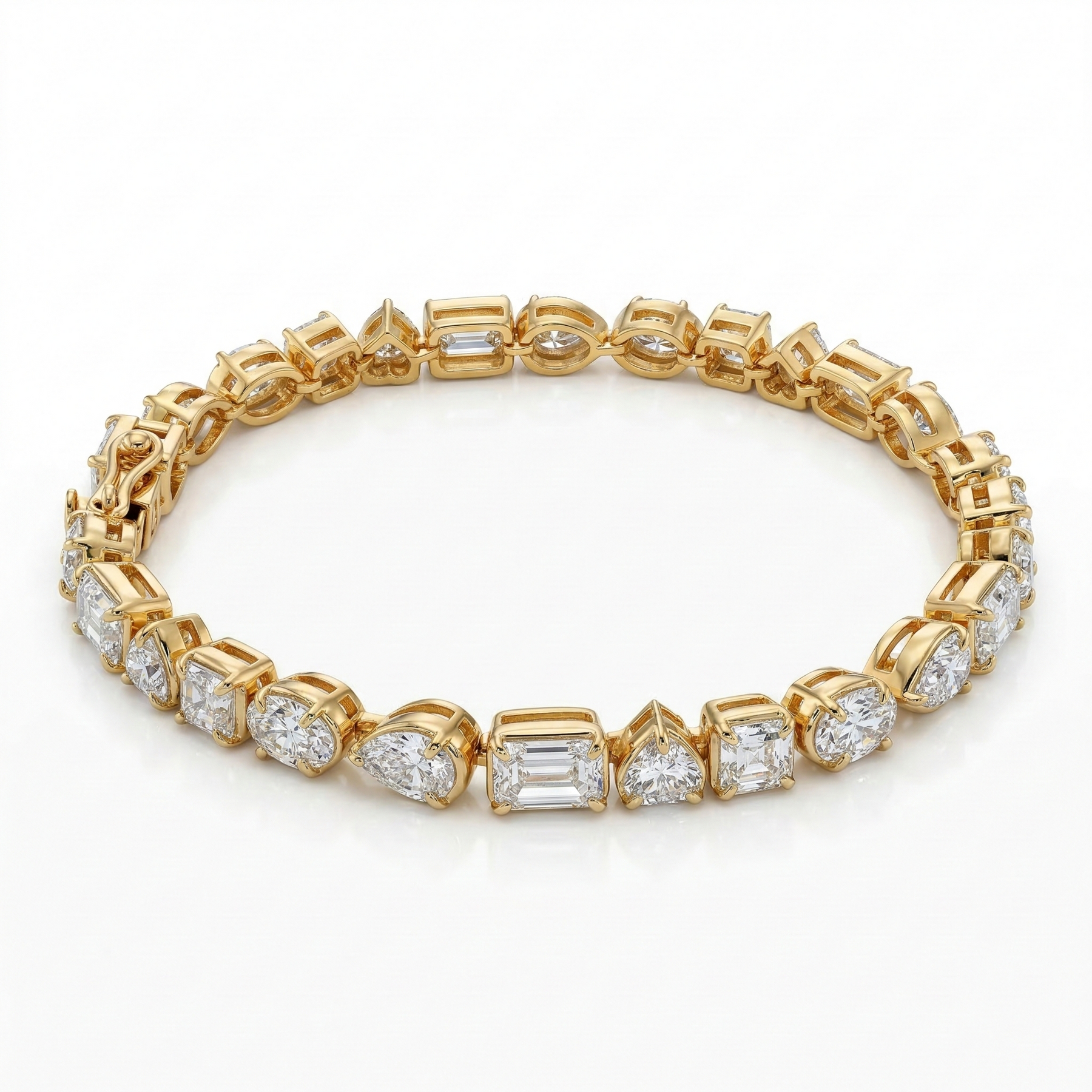 Multi shape Moissanite Diamond Tennis Sterling Silver Bracelet
