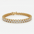 Pear Cut Moissanite Diamond Fashion Sterling Silver Bracelet