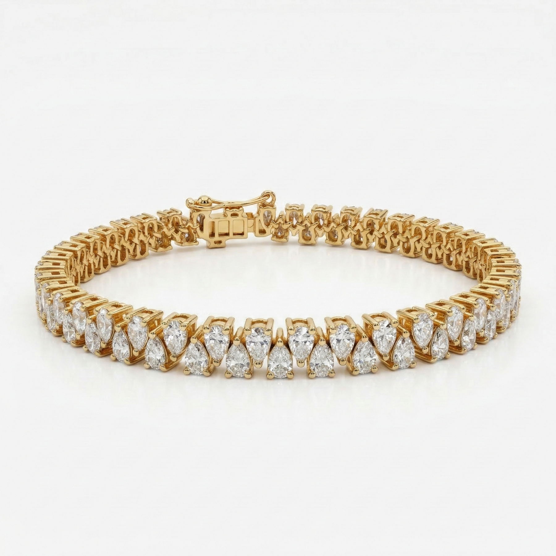 Pear Cut Moissanite Diamond Fashion Sterling Silver Bracelet