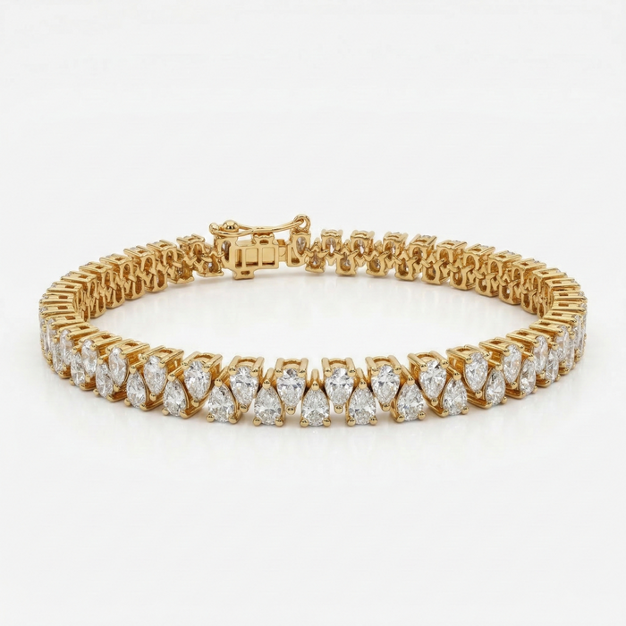 Pear Cut Moissanite Diamond Fashion Sterling Silver Bracelet