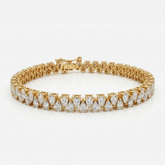 Pear Cut Moissanite Diamond Fashion 14k Gold Bracelet