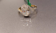 Double Halo Oval Cut Lab Grown Diamond Engagement 14K Gold Ring