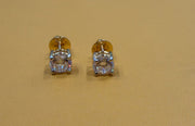 Classic Portuguese Cut Lab Grown Diamond 14K Gold Stud Earrings