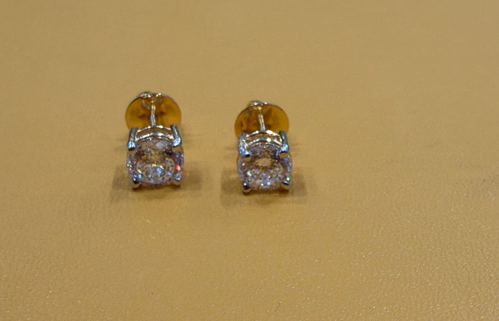 Classic Portuguese Cut Lab Grown Diamond 14K Gold Stud Earrings