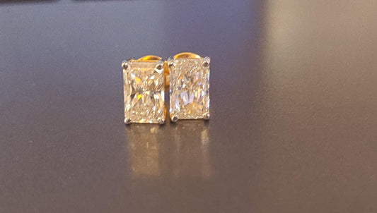 Classic Radiant Cut Lab Grown Diamond 14K Gold Stud Earrings product photo | Caratbazaar