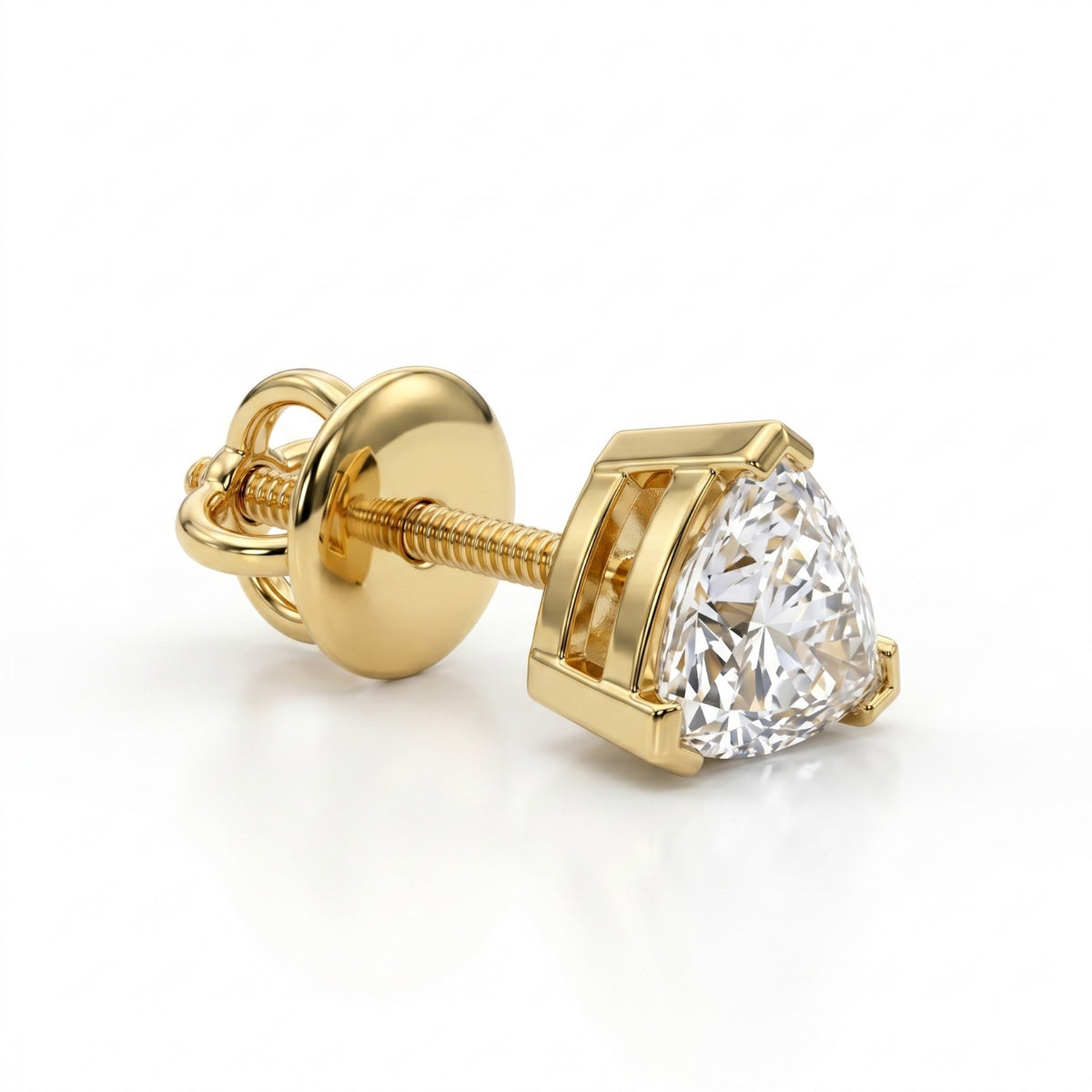 Trillion Cut Lab Grown Diamond 14K Gold Single Ear Stud