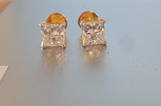 Classic Princess Cut Lab Grown Diamond 14K Gold Stud Earrings