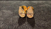 Bezel Setting Pear Cut Lab Grown Diamond 14k Gold Earrings
