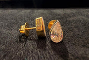 Bezel Setting Pear Cut Lab Grown Diamond 14k Gold Earrings