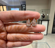 Bezel Setting Pear Cut Lab Grown Diamond 14k Gold Earrings