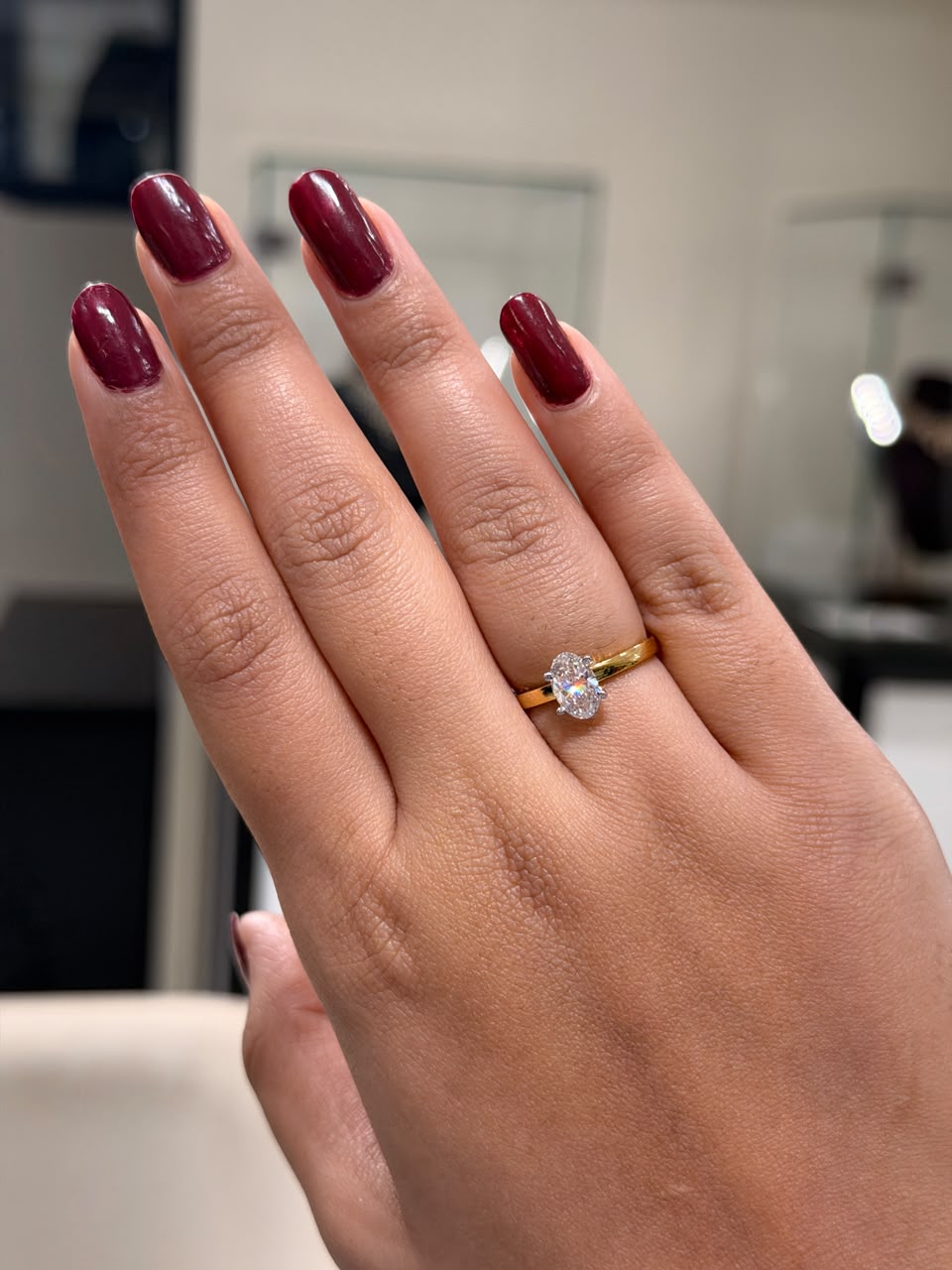 Oval Cut Lab Grown Diamond Solitaire 14K Gold Ring