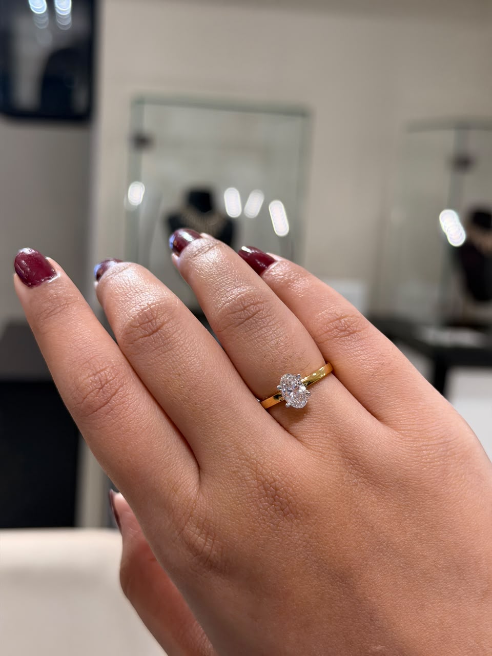 Oval Cut Lab Grown Diamond Solitaire 14K Gold Ring