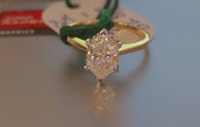 Dutch Marquise Lab Grown Diamond Solitaire Hidden Halo 14k Gold Ring
