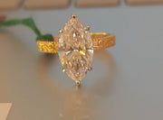 Marquise Cut Lab Grown Diamond Hidden Halo 14k Ring