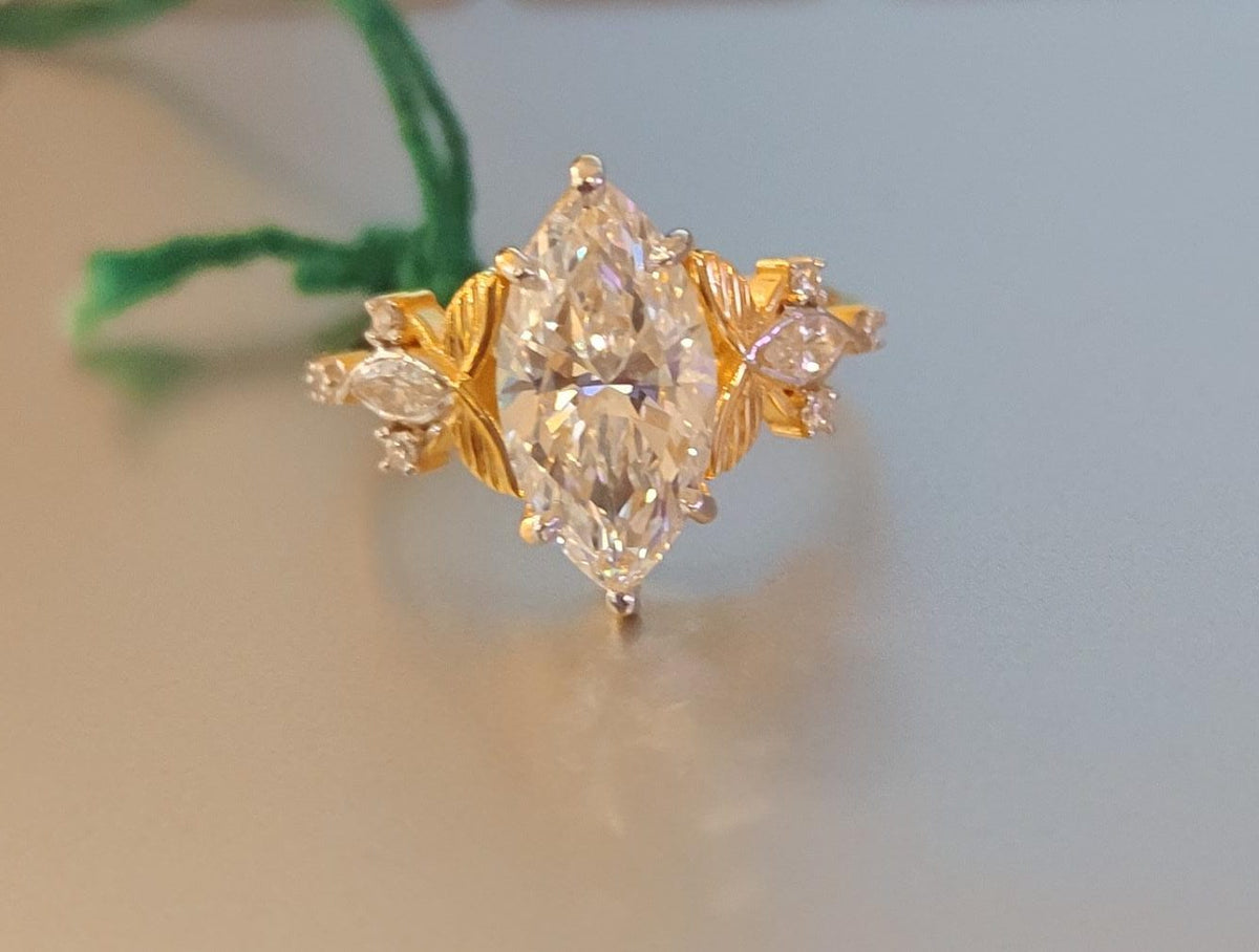 Marquise Cut Lab Grown Diamond 14k Gold Ring