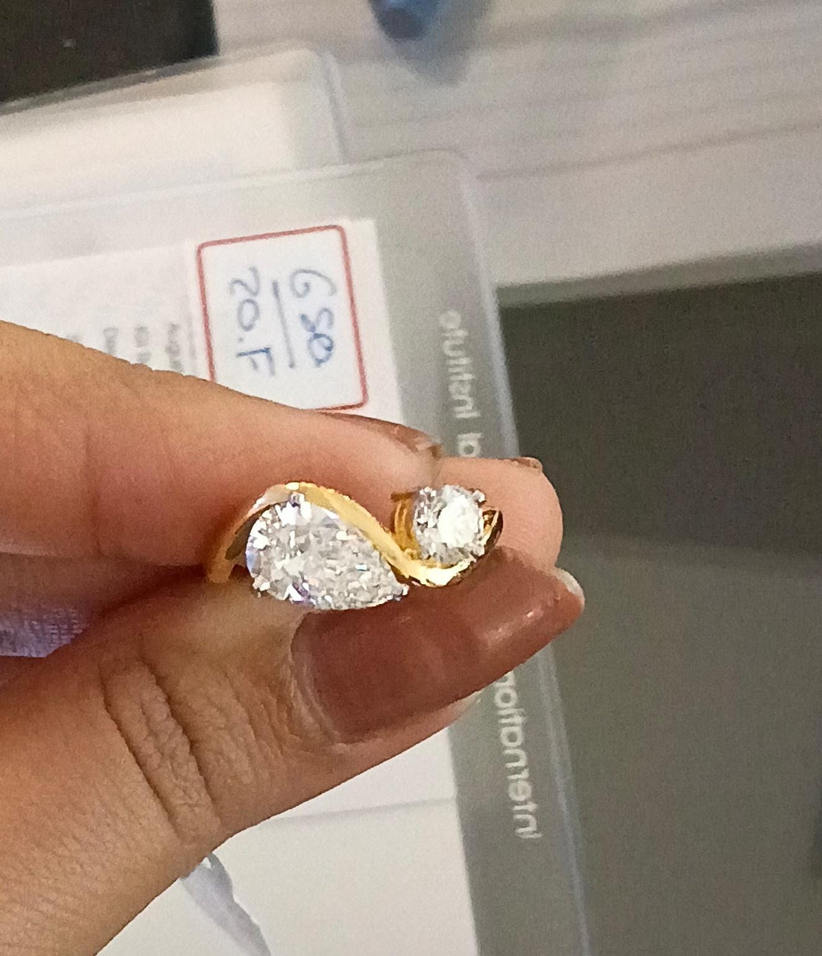 Pear and Round Cut Toi - Et - Moi  Lab Grown Diamond 14K Engagment Gold Ring