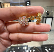 Flower Style Moissanite Diamond 9K Gold Earrings