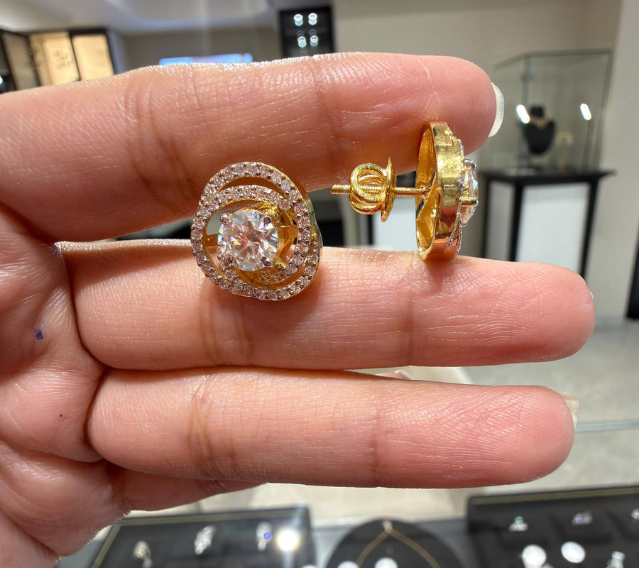 Orelia Moissanite Diamond 9K Gold Earrings
