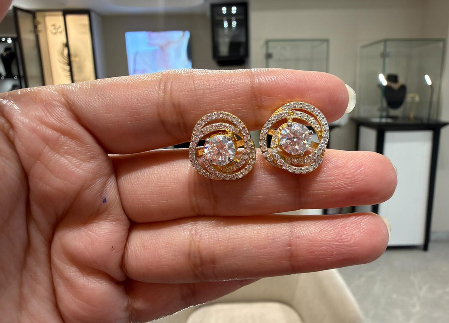 Orelia Moissanite Diamond 18k Gold Earrings