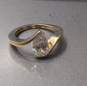 pear cut lab grown diamond ring 14k gold