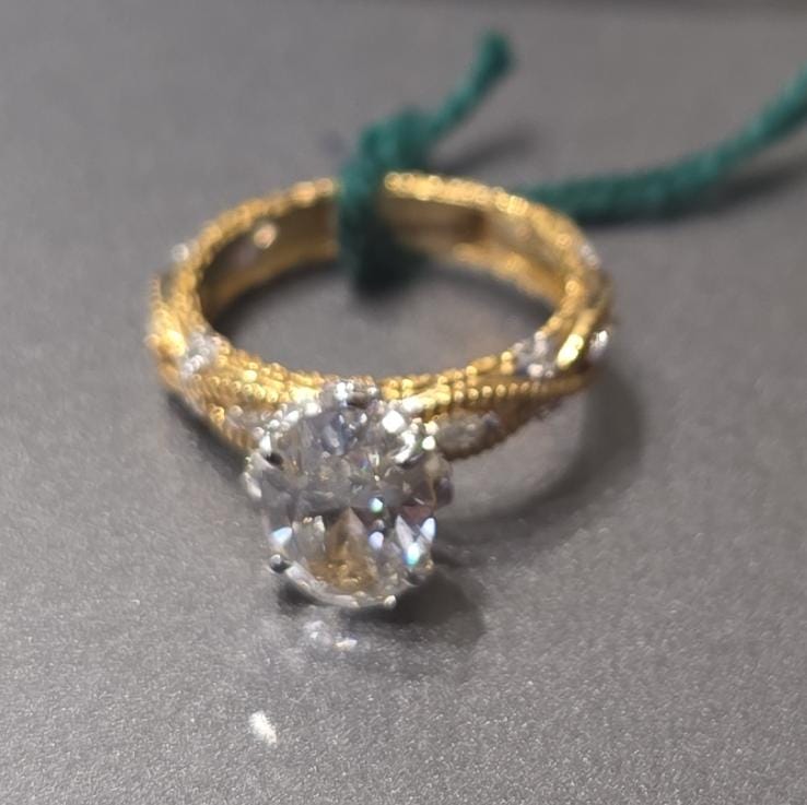 oval cut lab grown diamond ring 14k gold