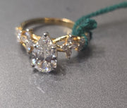 Pear cut lab grown diamond ring 14k gold