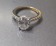 oval cut hidden halo lab grown diamond 14k gold ring