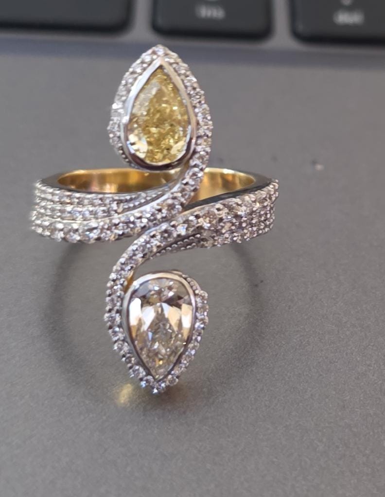 pear cut lab grown diamond ring 14k gold